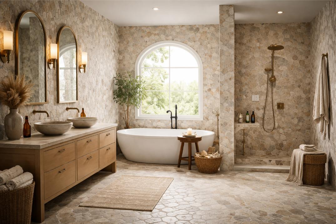 salle bain mosaique pierre